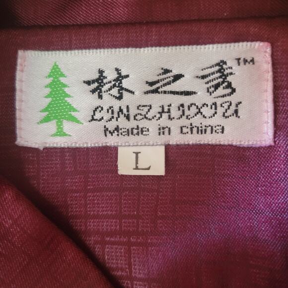 LINZHIXIU Silk Tang Suit Kung Fu Kimono Jacket Burgundy Red Dragan Embroidery✨️L - Picture 4 of 16